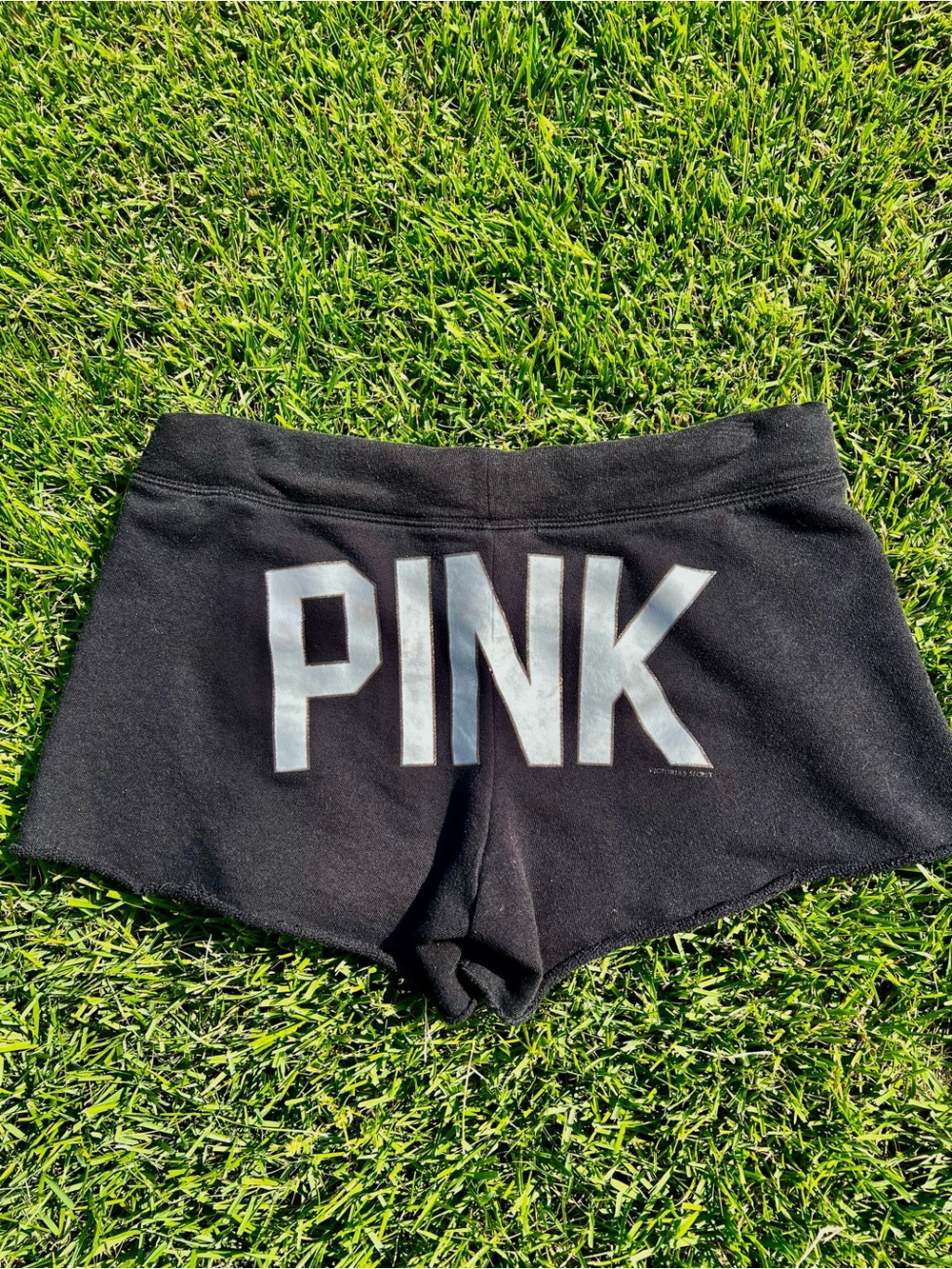 Vintage Y2K Lowrise Black PINK Victorias Secret sweat drawstring shorts dog S